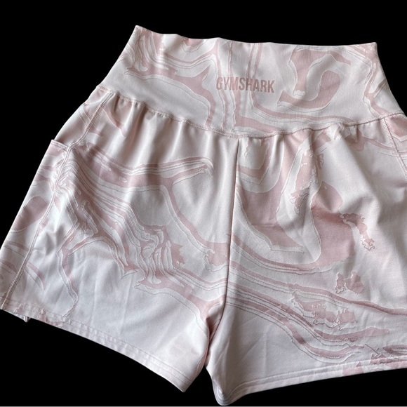 Gymshark Power Jacquard Shorts Pink Marble Loose Fit Women's - Picture 2 of 6